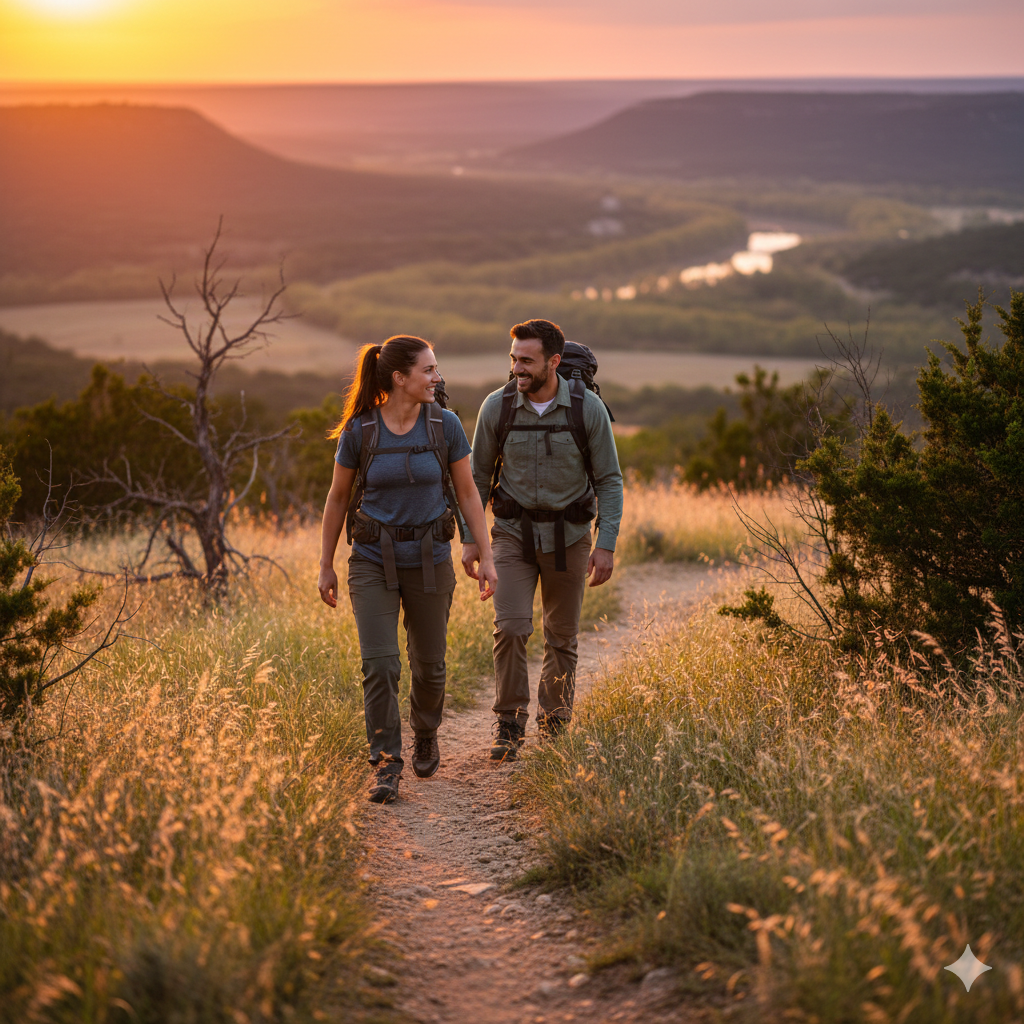 Hikers on a Hill Country trail